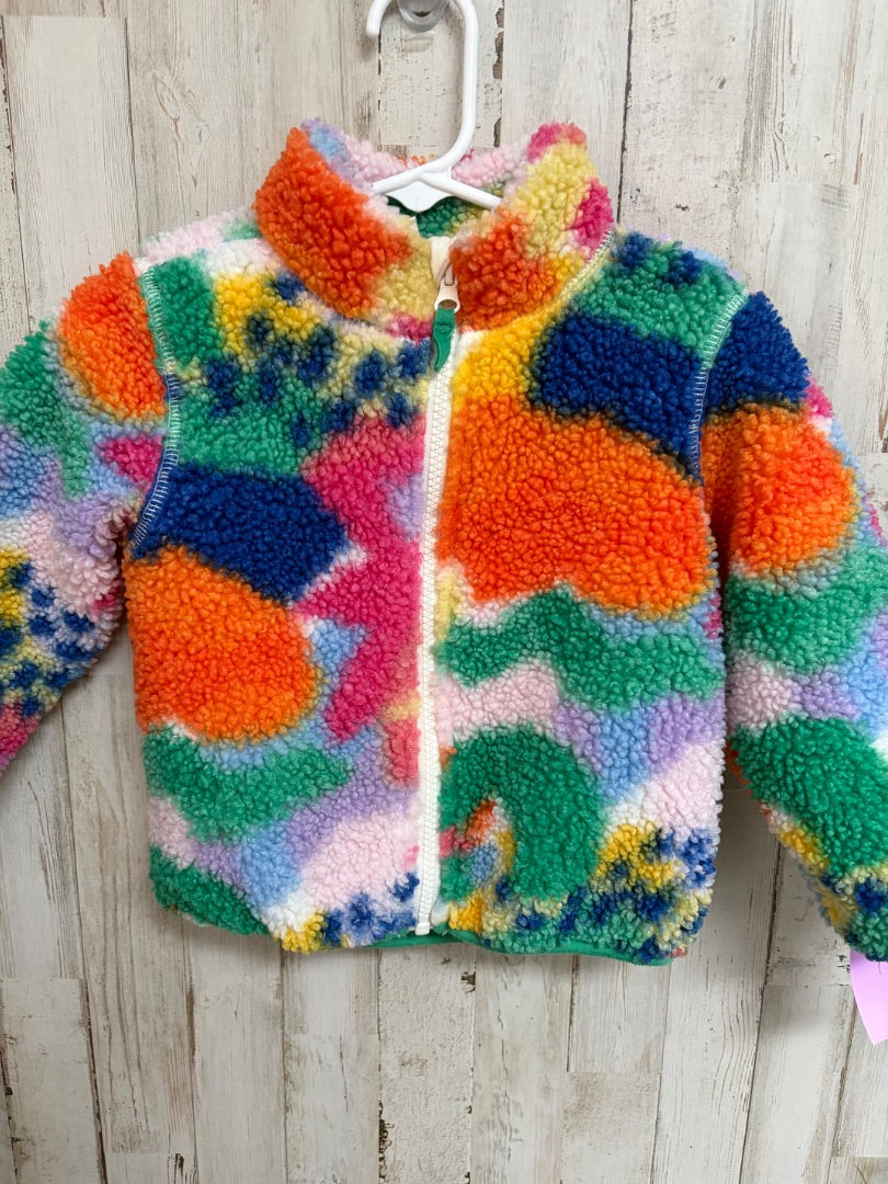 ORANGE/GREEN H&M PRINTED SHERPA JACKET, GIRLS 2T
