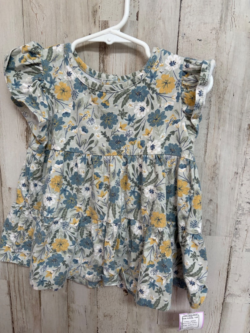SAGE ISAAC MIZRAHI TIER FLORAL TOP, GIRLS 2T