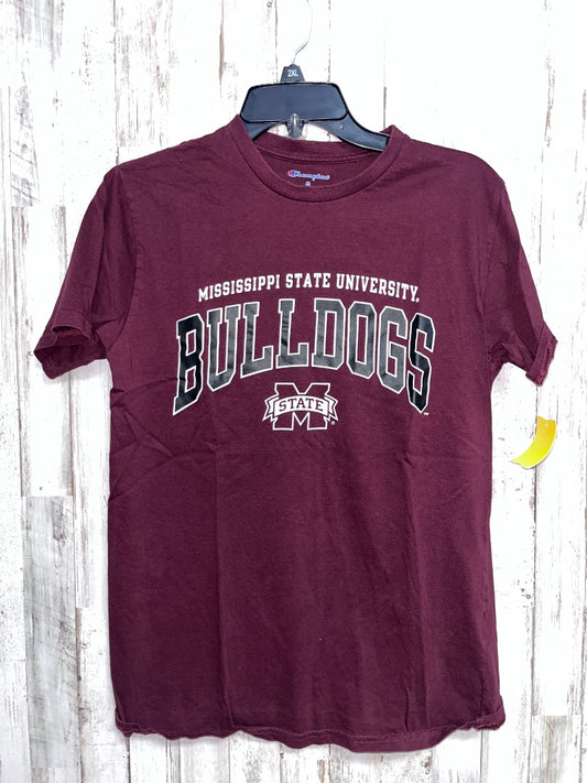MAROON CHAMPION MSU BULLDOGS TEE, BOY ADULT M