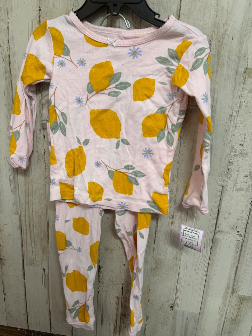 PINK CARTERS LEMON 2PC PJ SET, GIRLS 2T