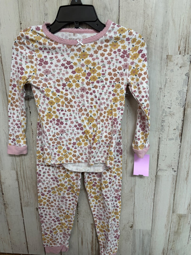 WHITE/MAUVE CHICK PEA FLORAL 2PC PJ SET, GIRLS 3T