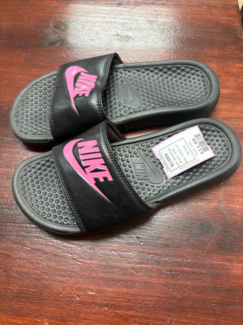 BLACK/PINK NIKE SLIDES, SHOES A7