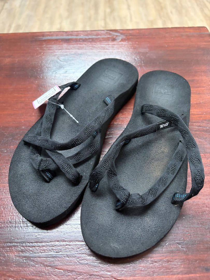 BLACK TEVA SLIP ON SANDALS, SHOES A8