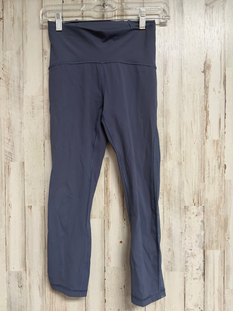 STEEL BLUE LULULEMON SZ4 CROP LEGGINGS, LADIES S