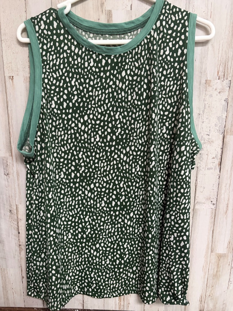 GREEN  SPOTTED TANK, LADIES 2X