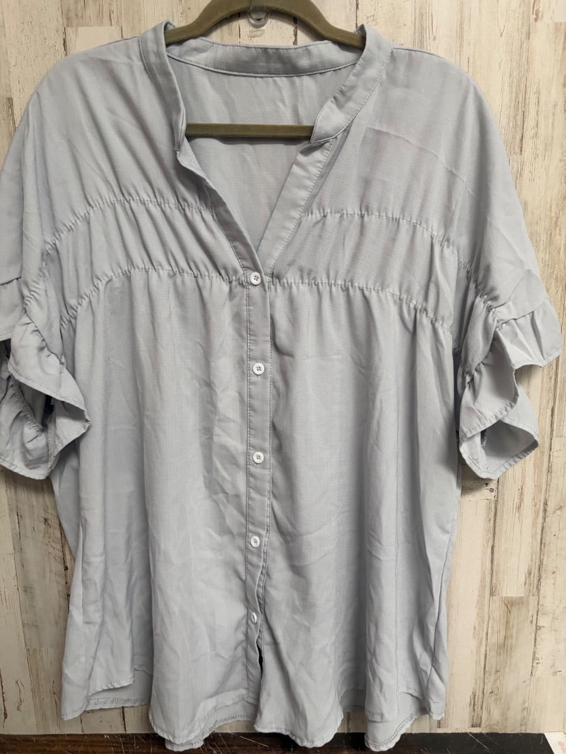 LT GREY SHEIN RUFFLE TOP, LADIES 3X