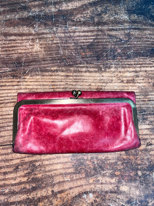 RED HOBO LEATHER TRIFOLD WALLET