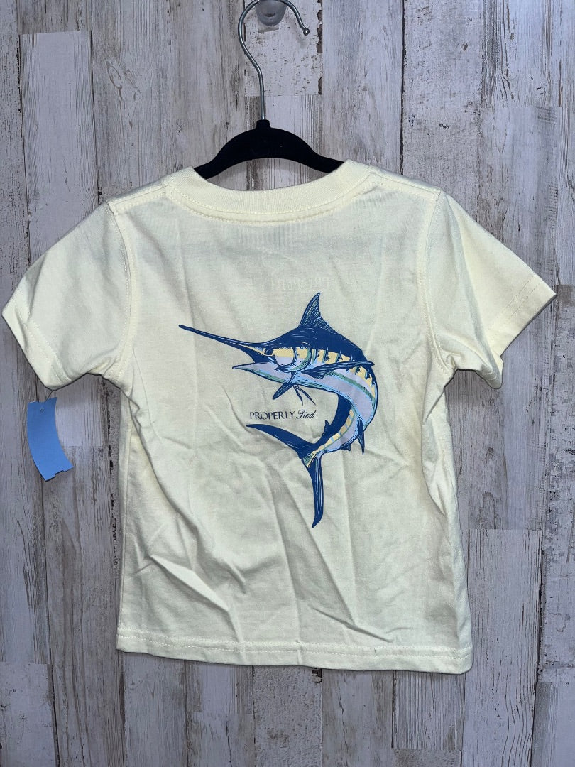YELLOW PROPERLY TIED SWORD FISH POCKET TEE, BOY 24M