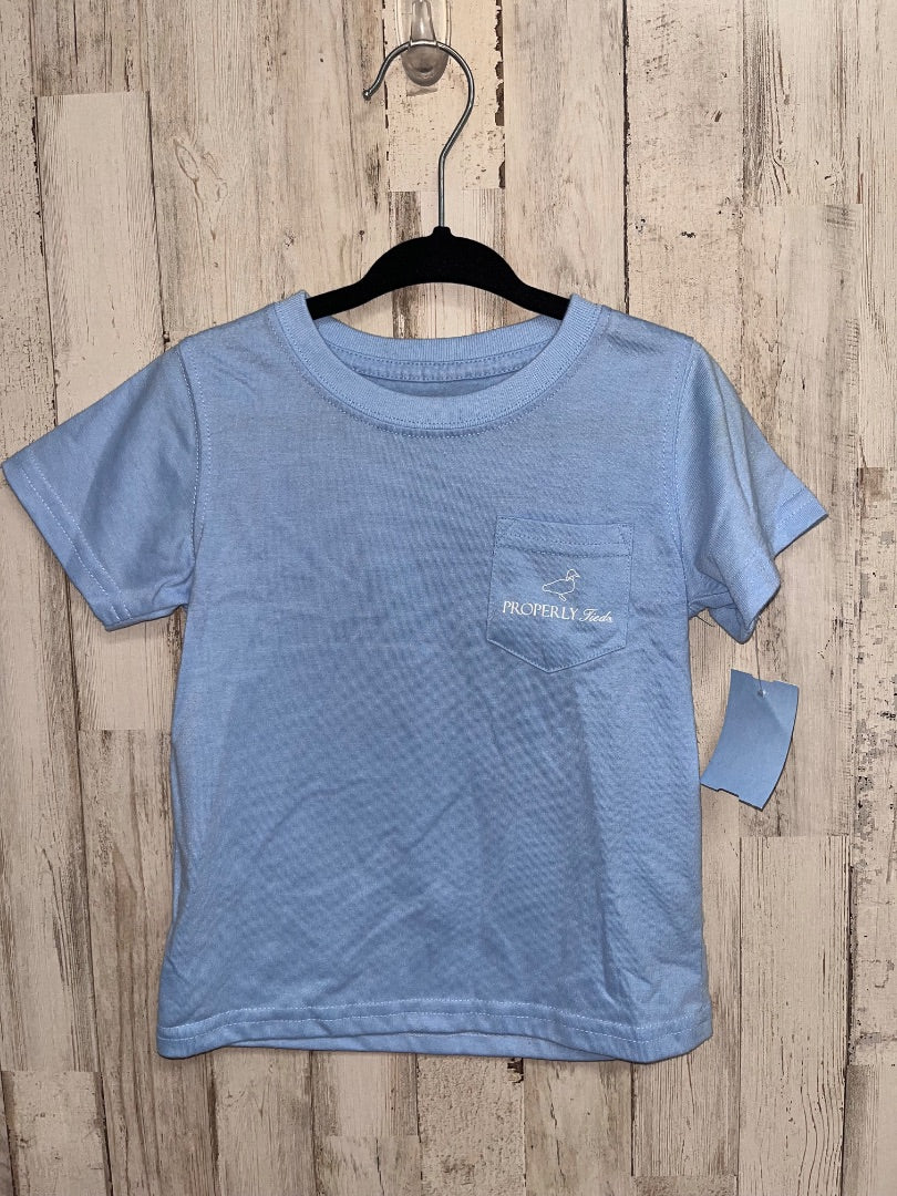 BLUE PROPERLY TIED BASEBALL POCKET TEE, BOY 24M