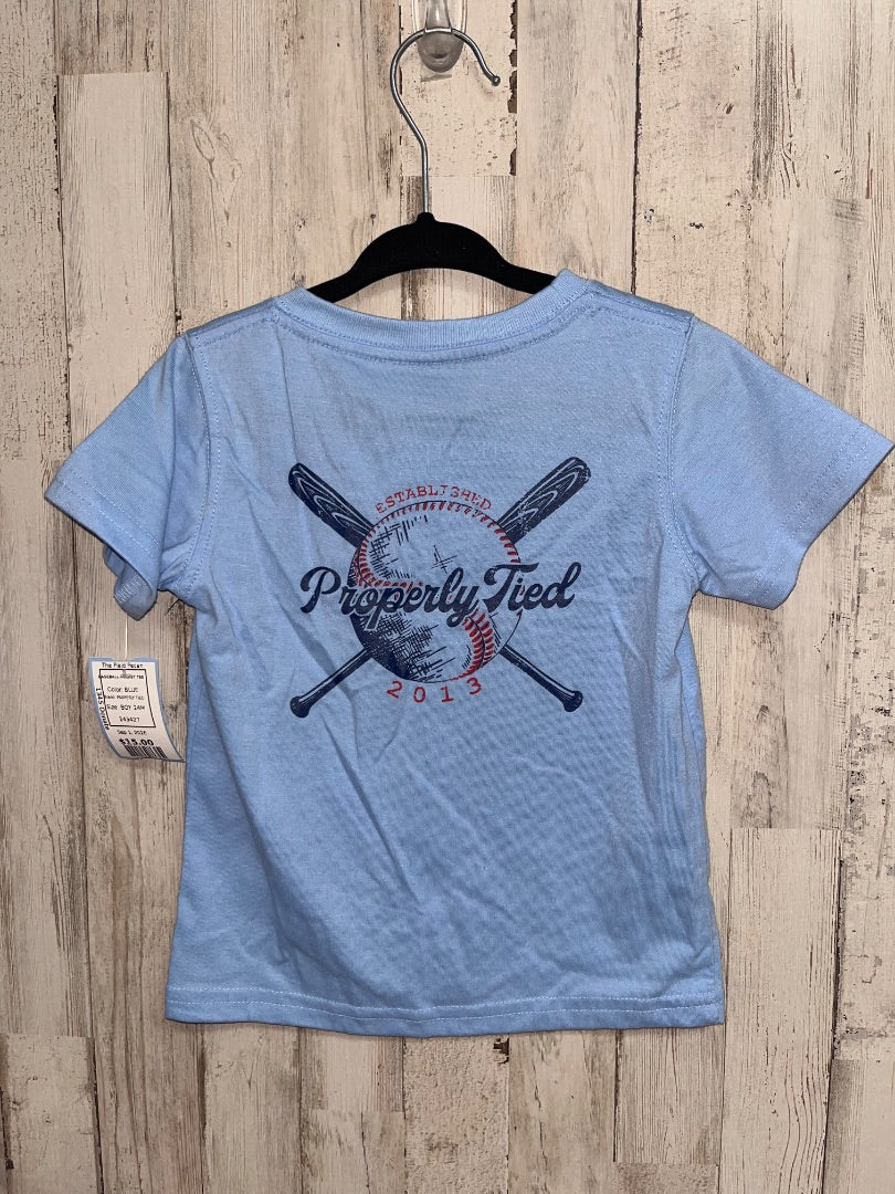 BLUE PROPERLY TIED BASEBALL POCKET TEE, BOY 24M