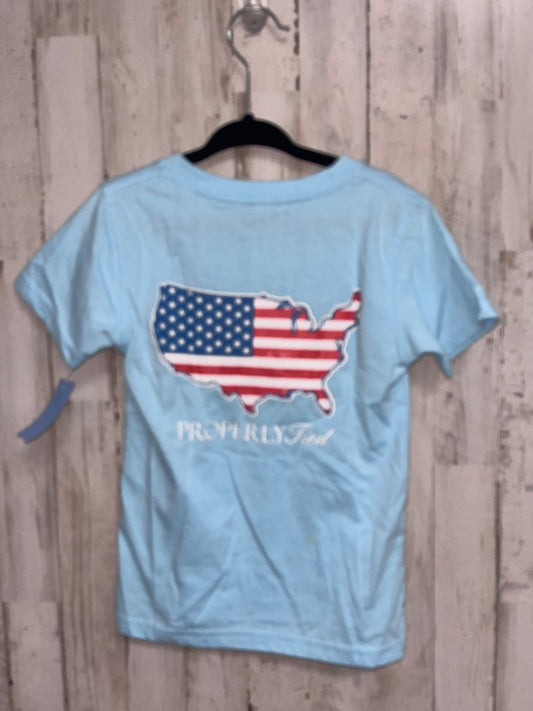 LIGHT BLUE PROPERLY TIED AMERICA POCKET TEE, BOY 2T