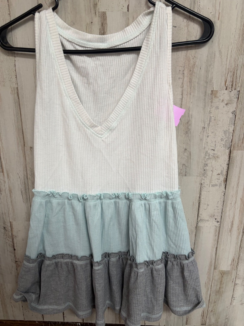 WHITE/GREY  WAFFLE KNIT TANK, LADIES S