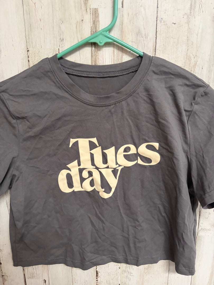 GREY SHEIN TUESDAY CROP TEE, GIRLS 14/16