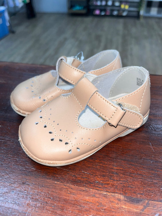 TAUPE ANGEL EYELIT T STRAP SHOES, SHOES 4