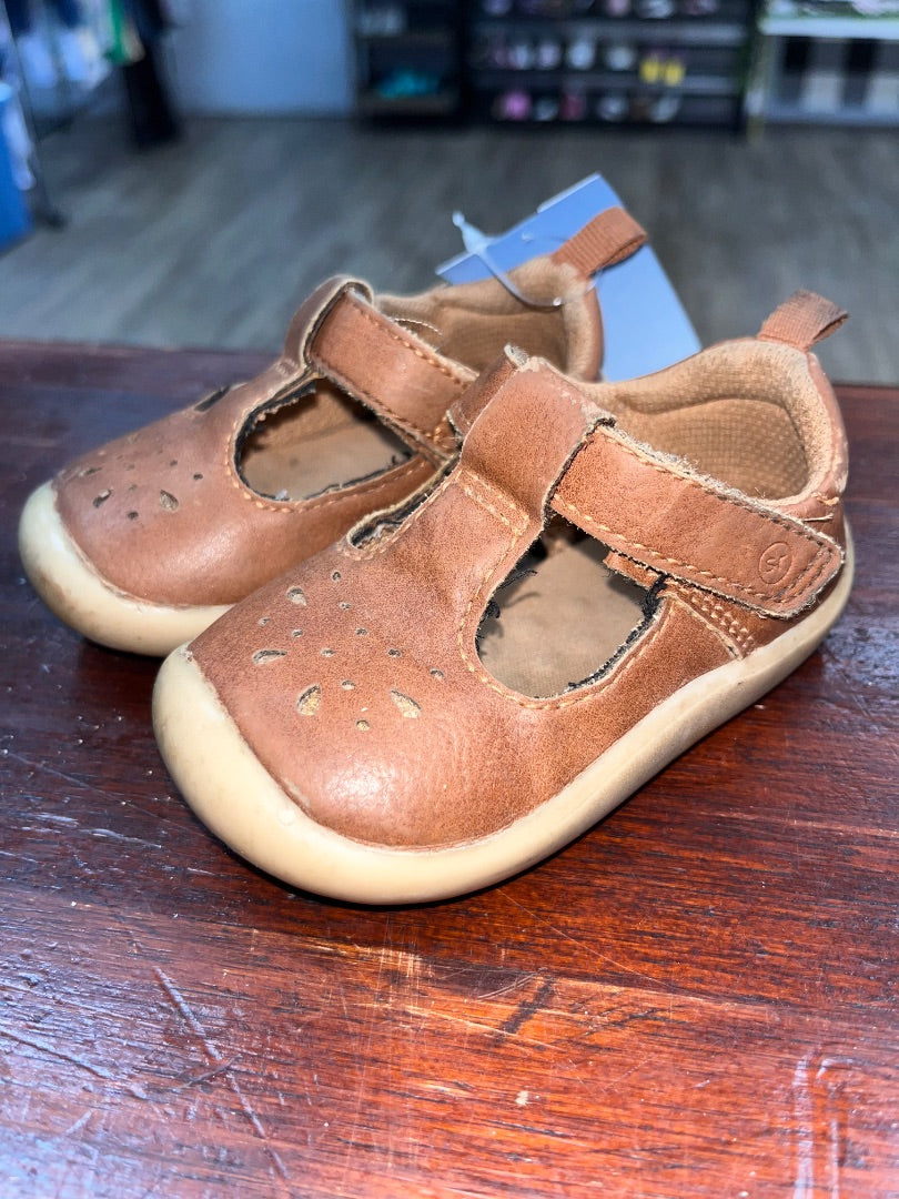 BROWN STRIDE RITE EYELIT VELCRO SHOES, SHOES 4