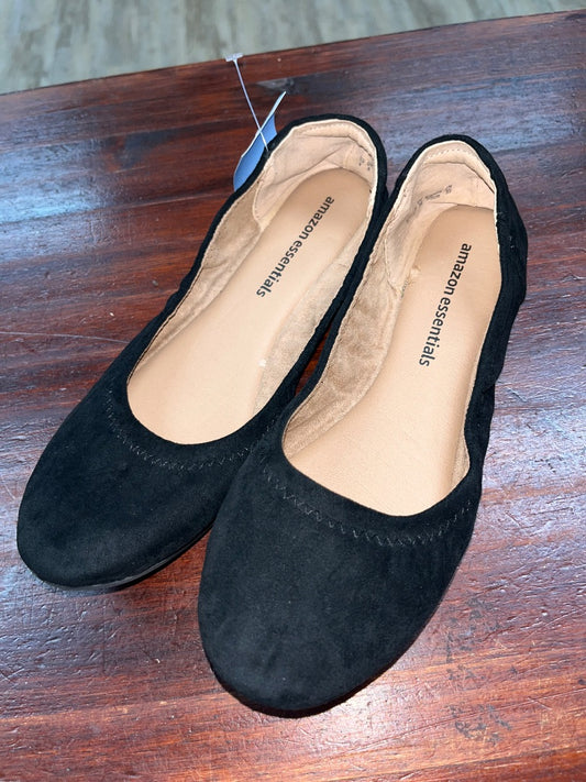 BLACK AMAZON SUEDE BALLET FLATS, SHOES A8