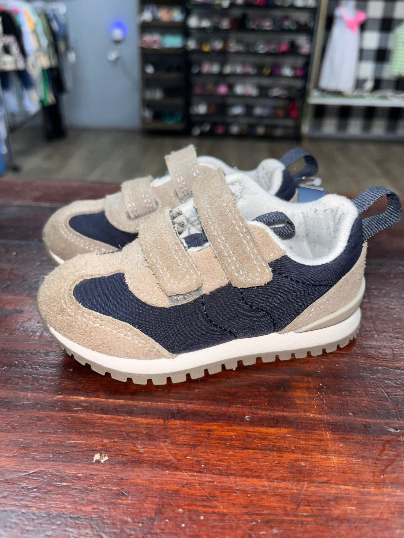 GREY/NAVY CAT & JACK DOUBLE STRAP VELCRO SNEAKERS, SHOES 5