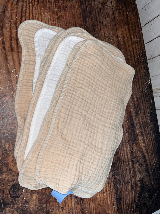TAN/WHITE LOOXII 9 PC MUSLIN BURP CLOTH SET