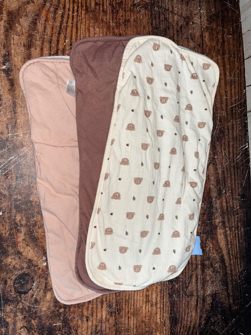 BROWN/TAN APPLE + IVY 3PC BURP CLOTH SET