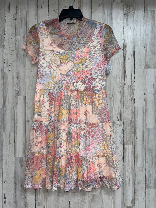 PINK LILY ROSE FLORAL SHEER LAYERED DRESS, LADIES S