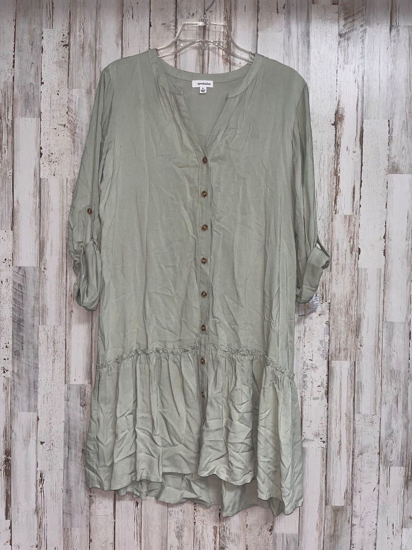 LIGHT GREEN EYESHADOW BUTTON UP TIER DRESS, LADIES S