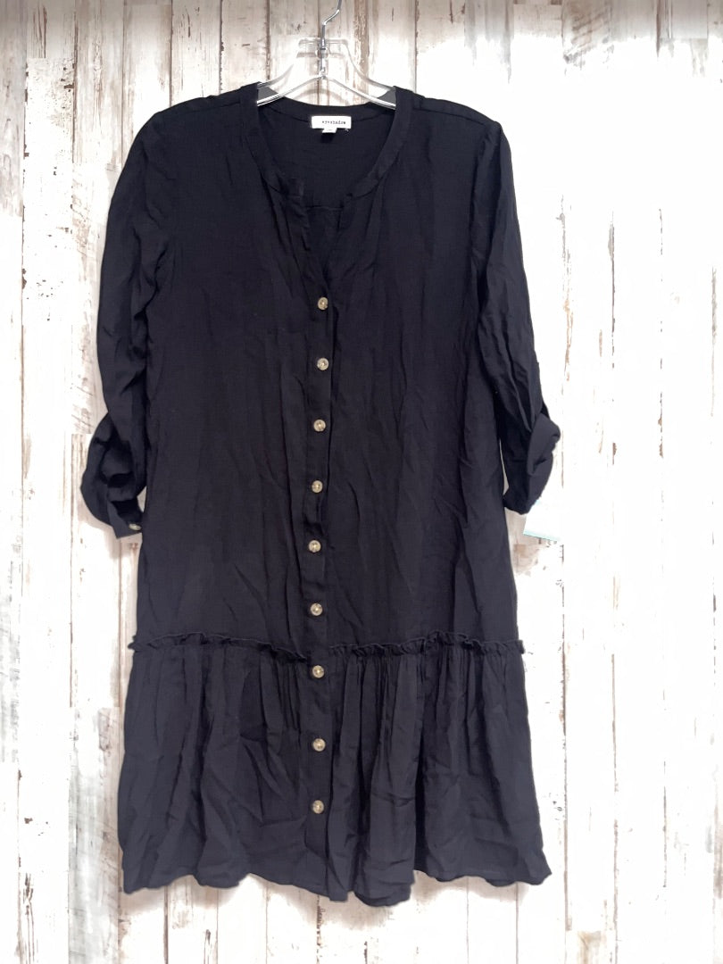 BLACK EYESHADOW BUTTON UP TIER DRESS, LADIES S