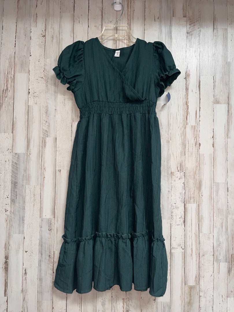 EMERALD SHEIN TEXTURED TIER V NECK DRESS, GIRL 11