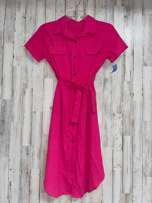 PINK SHEIN BUTTON  UP BELTED DRESS, GIRL 11/12