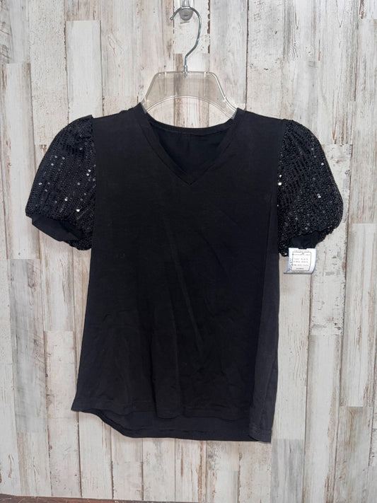 BLACK SHEIN SEQUIN SLEEVE V NECK, GIRL 11/12