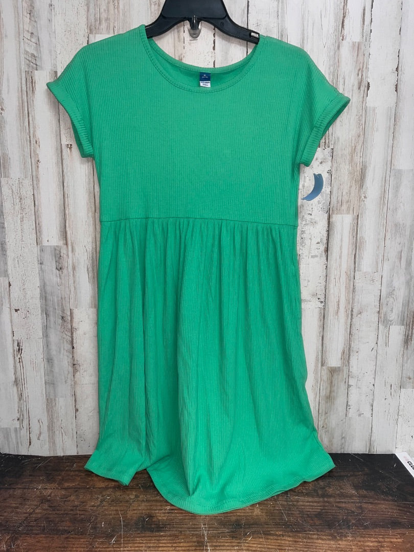 KELLY GREEN OLD NAVY RIBBED COTTON DRESS, GIRL 14/16