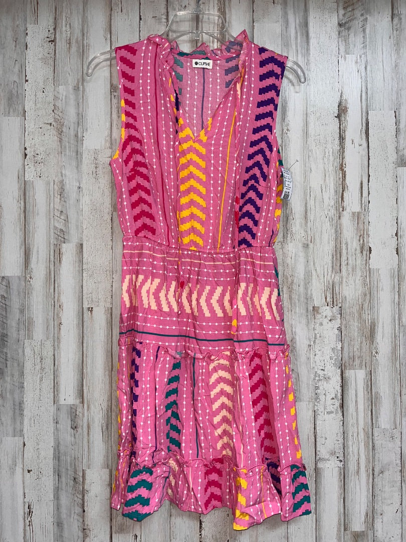 PINK CUPSHE PRINT TIER DRESS, LADIES XS