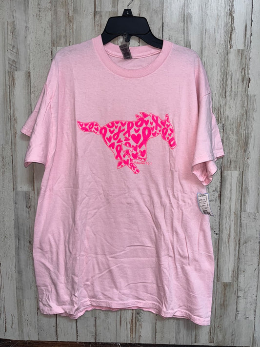 PINK GILDAN OCTOBER MUSTANGS TEE, LADIES L