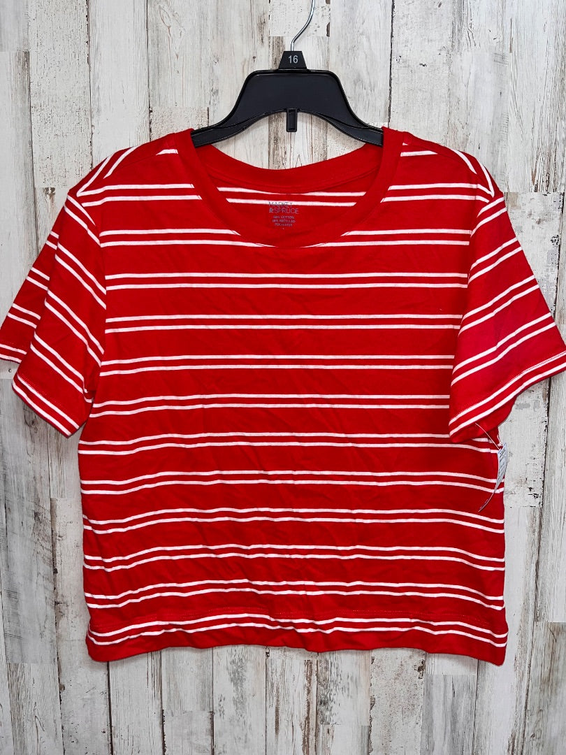 RED MARKET & SPRUCE STRIPE COTTON TEE, LADIES S