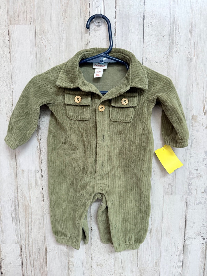 Green Cat and jack Button up romper, Boy NB
