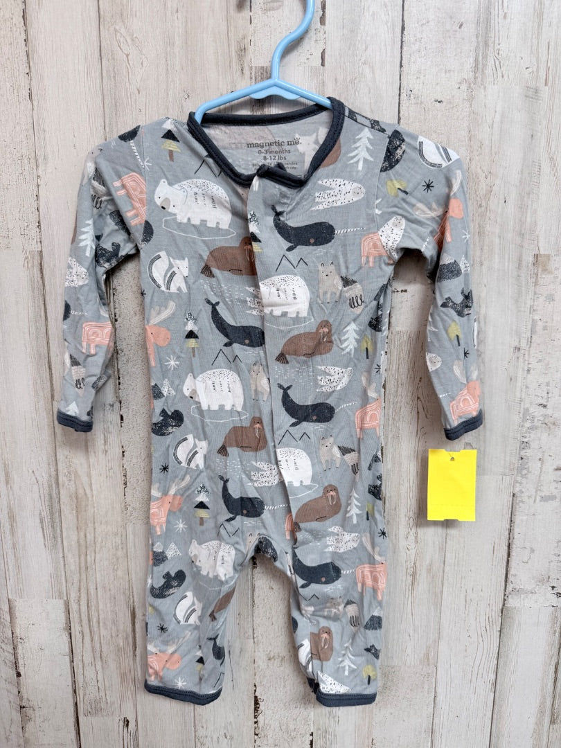 Blue Magnetic me Animal romper, Boy 0-3M