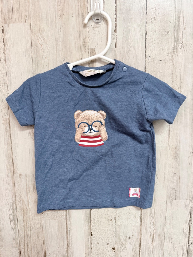 Blue Mayoral Teddy bear tee, Boy 6-9M