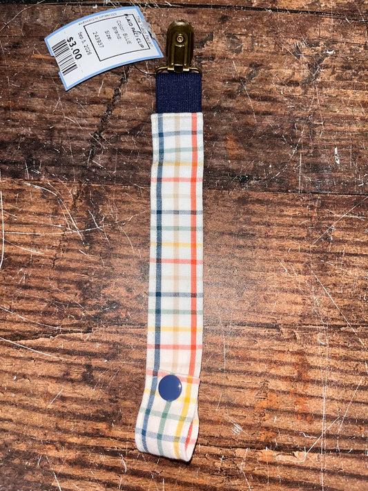 BLUE  PLAID PACI CLIP