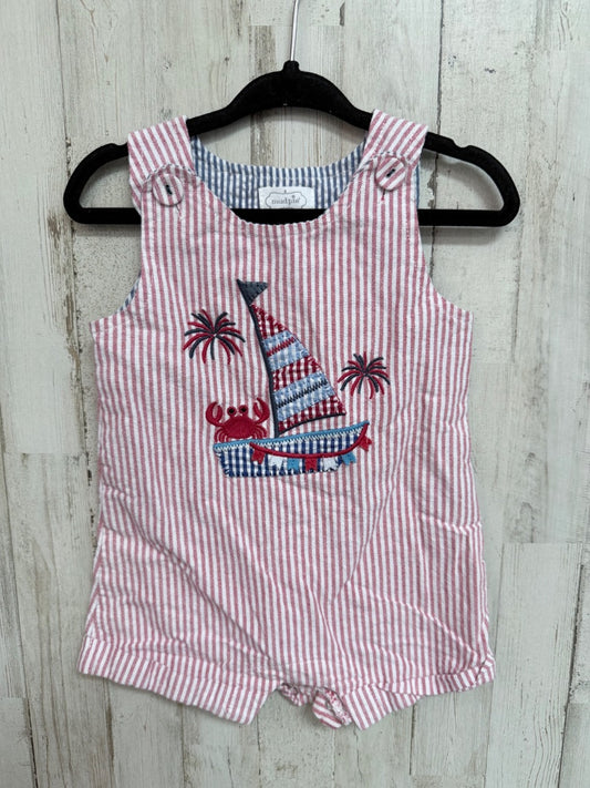 Red Mud pie Embroidered sailboat romper, Boy 6-9M