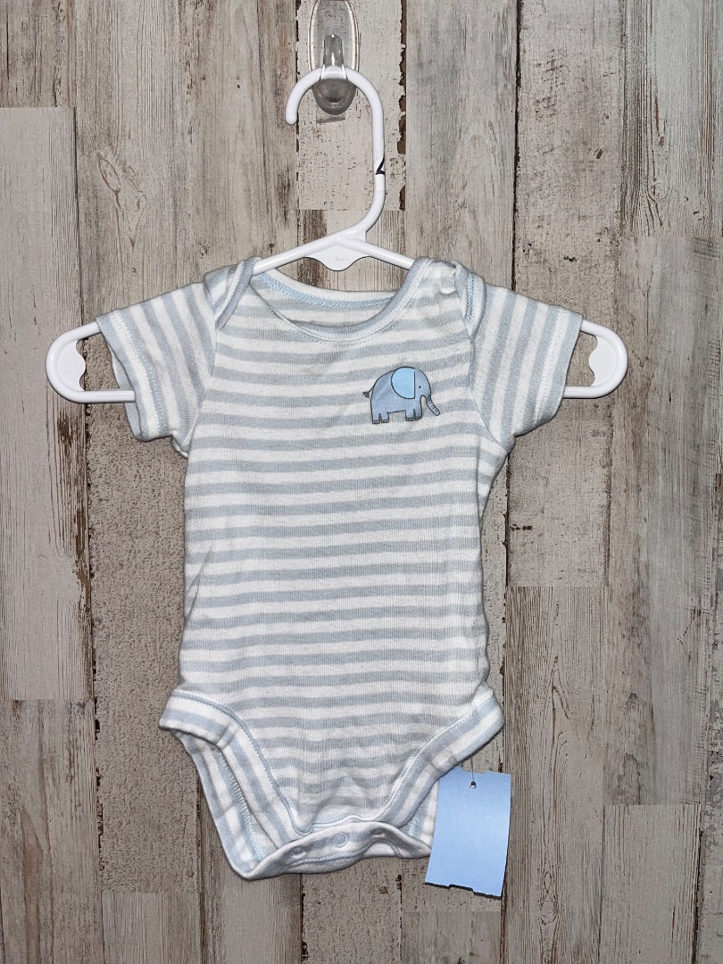 BLUE BUNDLES STRIPE ELEPHANT ONESIE, BOY 0-3M
