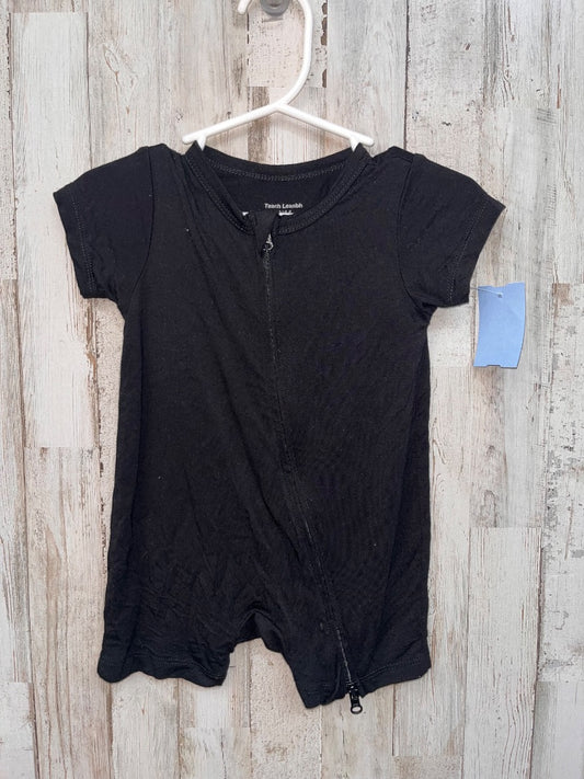BLACK TEACH SOFT ZIP ROMPER, BOY 0-3M