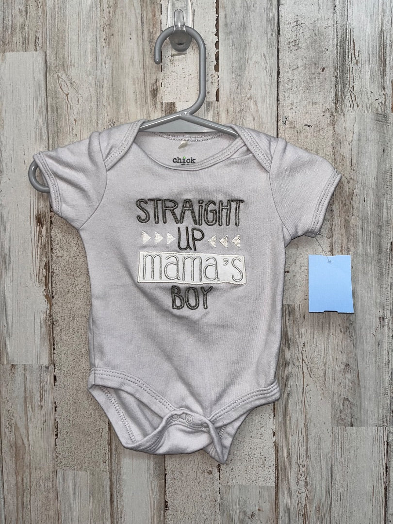 GREY CHICK PEA MAMAS BOY ONESIE, BOY 3-6M