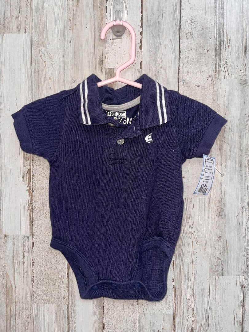 NAVY OSH KOSH SAILBOAT POLO ONESIE, BOY 6M