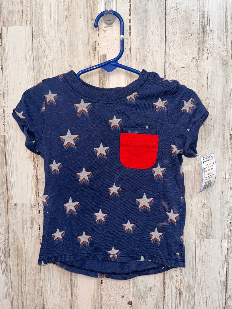 NAVY CAT & JACK STAR POCKET TEE, BOY 12M