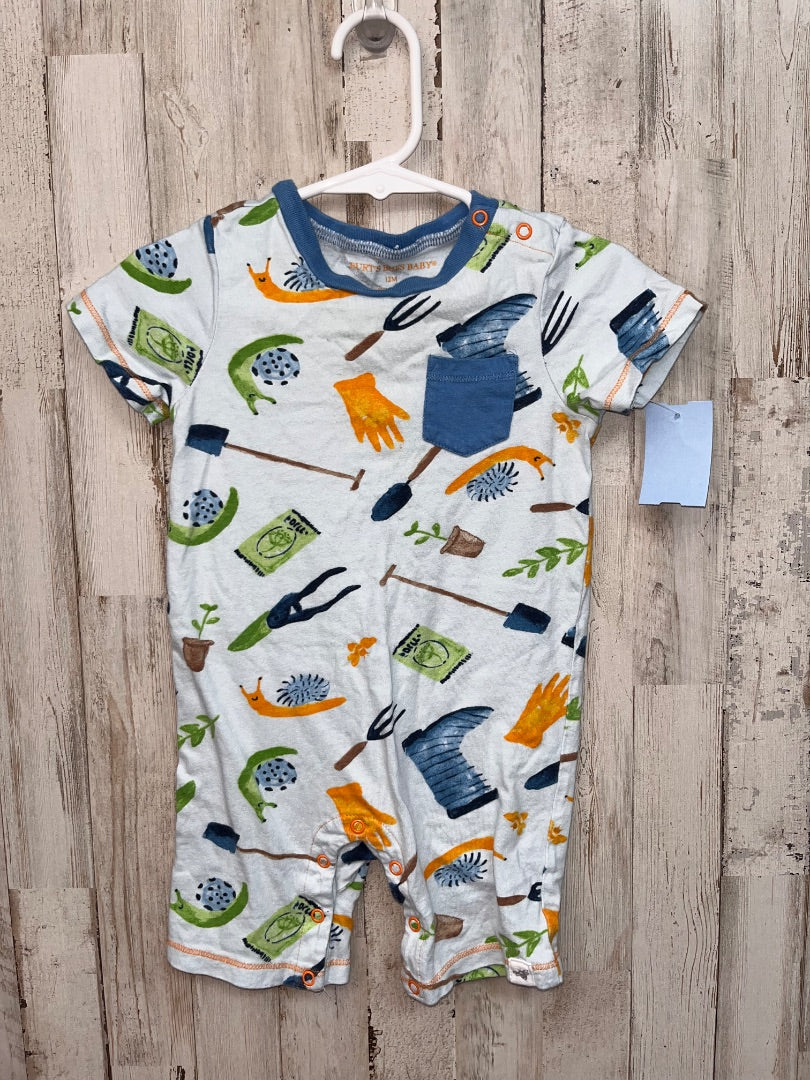 BLUE BURTS BEES GARDENING ROMPER, BOY 12M