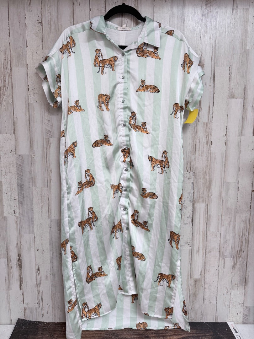 Green Entro Tiger button dress, Ladies S