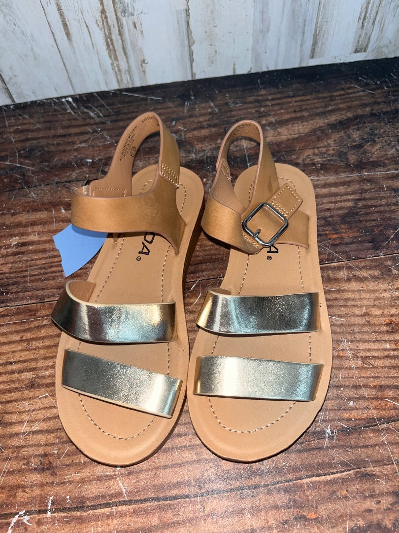 TAN/GOLD SODA VELCRO STRAP SANDALS, SHOES 13.5