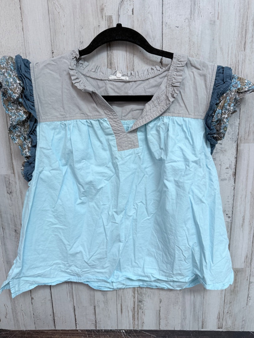 Blue Jodifl Floral ruffle top, Ladies L