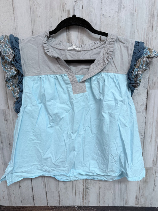 Blue Jodifl Floral ruffle top, Ladies L