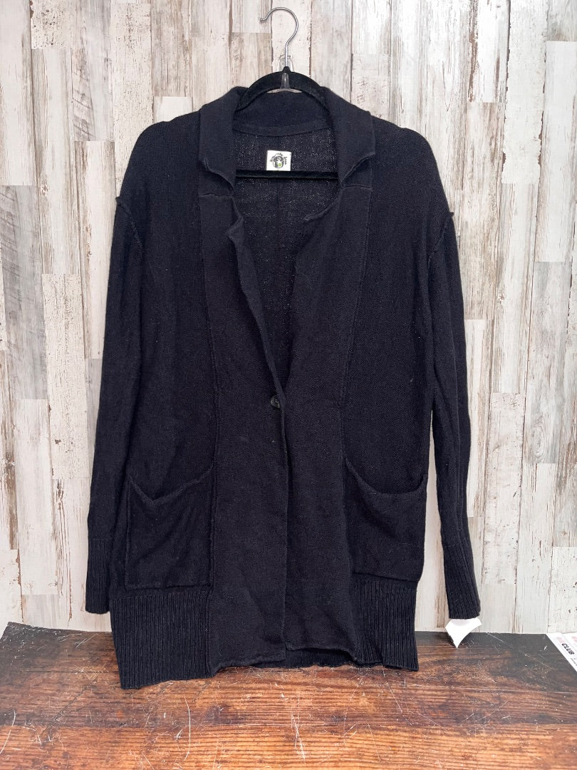 BLACK FREE PEOPLE TERRYCLOTH BUTTON COLLAR CARDIGAN, LADIES XS