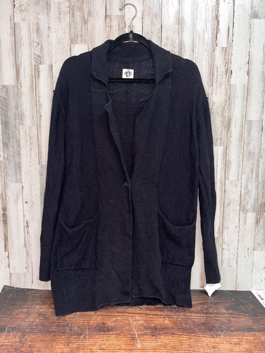 BLACK FREE PEOPLE TERRYCLOTH BUTTON COLLAR CARDIGAN, LADIES XS